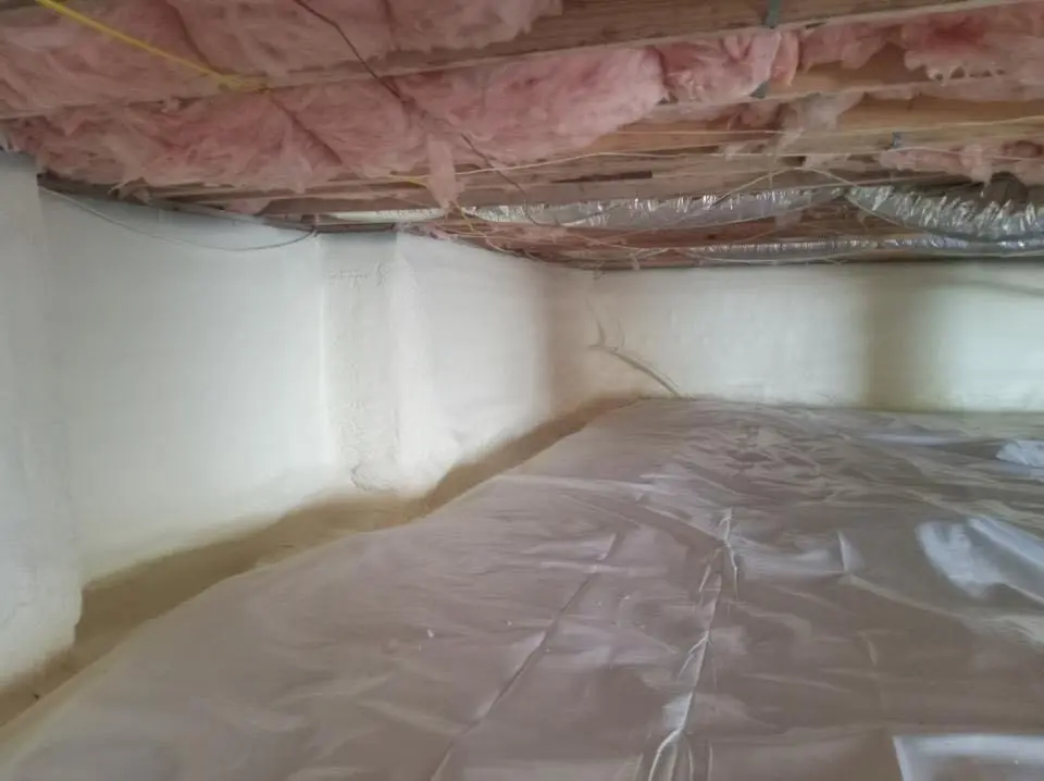 Crawl space encapsulation with closed-cell spray foam for Roof Leak Repair in Sunbury